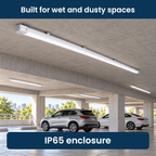 Illustrative covered parking application of an IP65 8ft slim tri-proof LED fixture