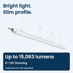 8ft slim tri-proof LED fixture with up to 15,063 lumens and 0–10V dimming