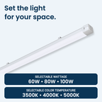 8ft slim tri-proof LED fixture with selectable wattage and color temperature