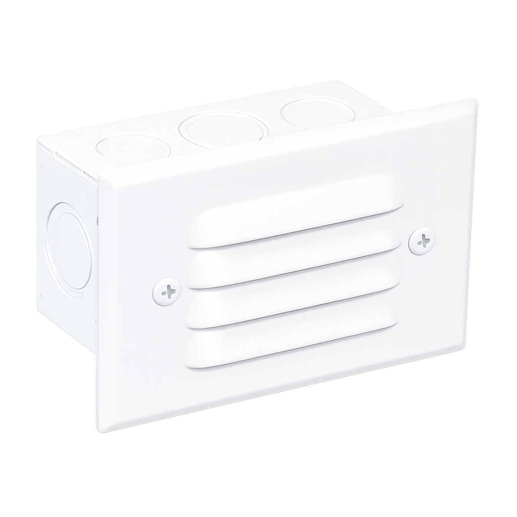 4-Louver Step Light, Recessed, 5 Inch, White, 250 Lumens