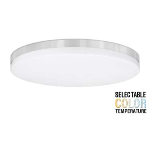 13 Inch Round Brushed Nickel Ceiling Light, Selectable CCT, 1400 Lumens