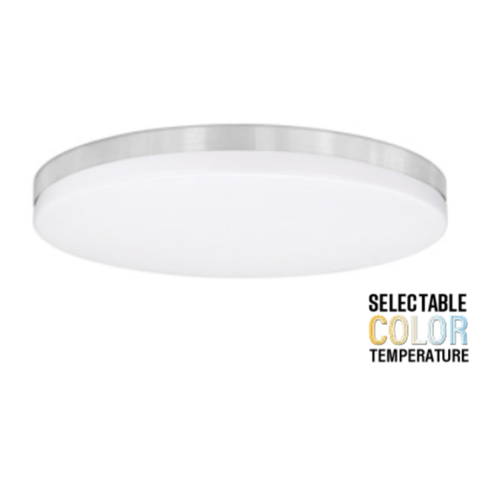 13 Inch Round Brushed Nickel Ceiling Light, Selectable CCT, 1400 Lumens