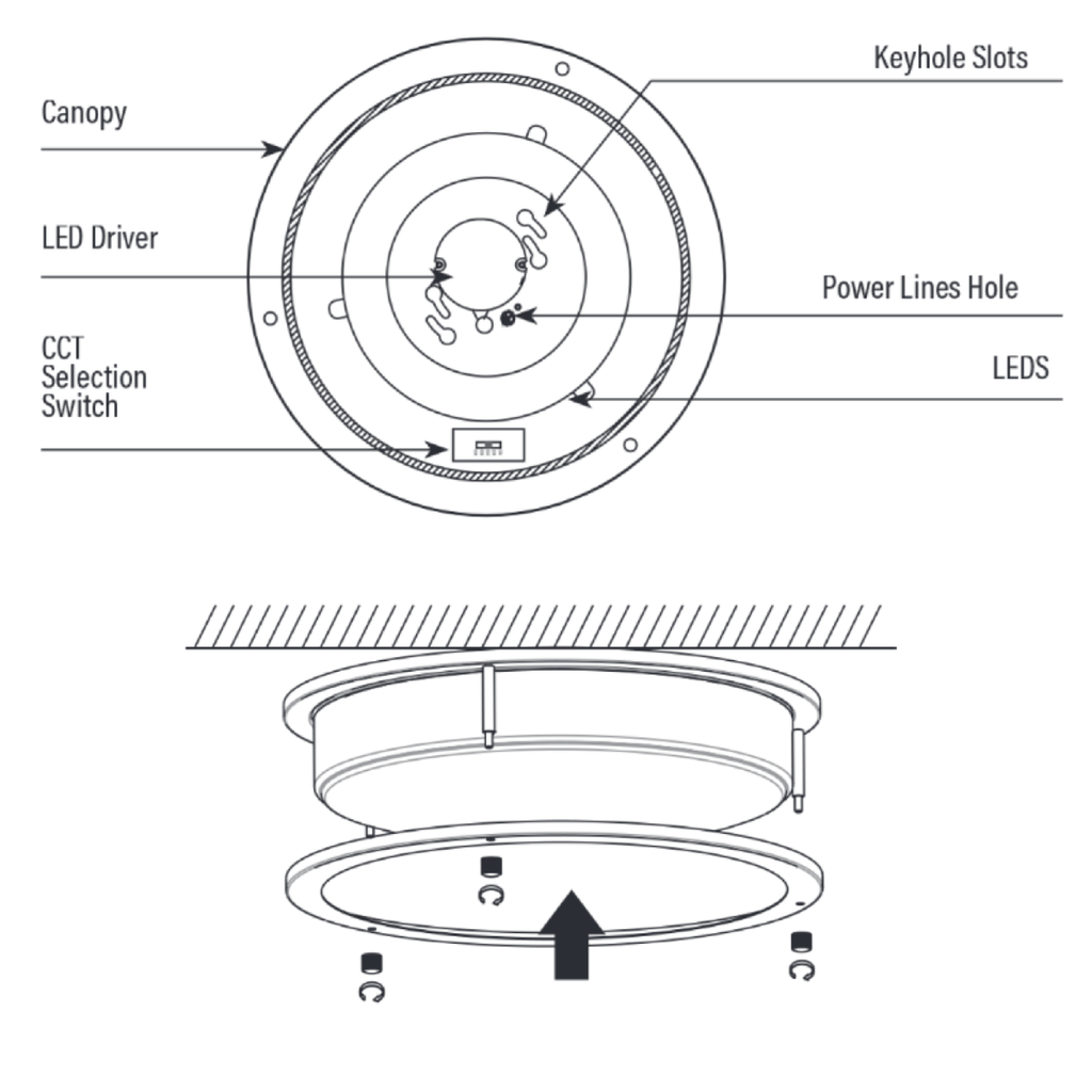 14 Inch Brushed Nickel Ceiling Light, Selectable CCT, 1400 Lumens