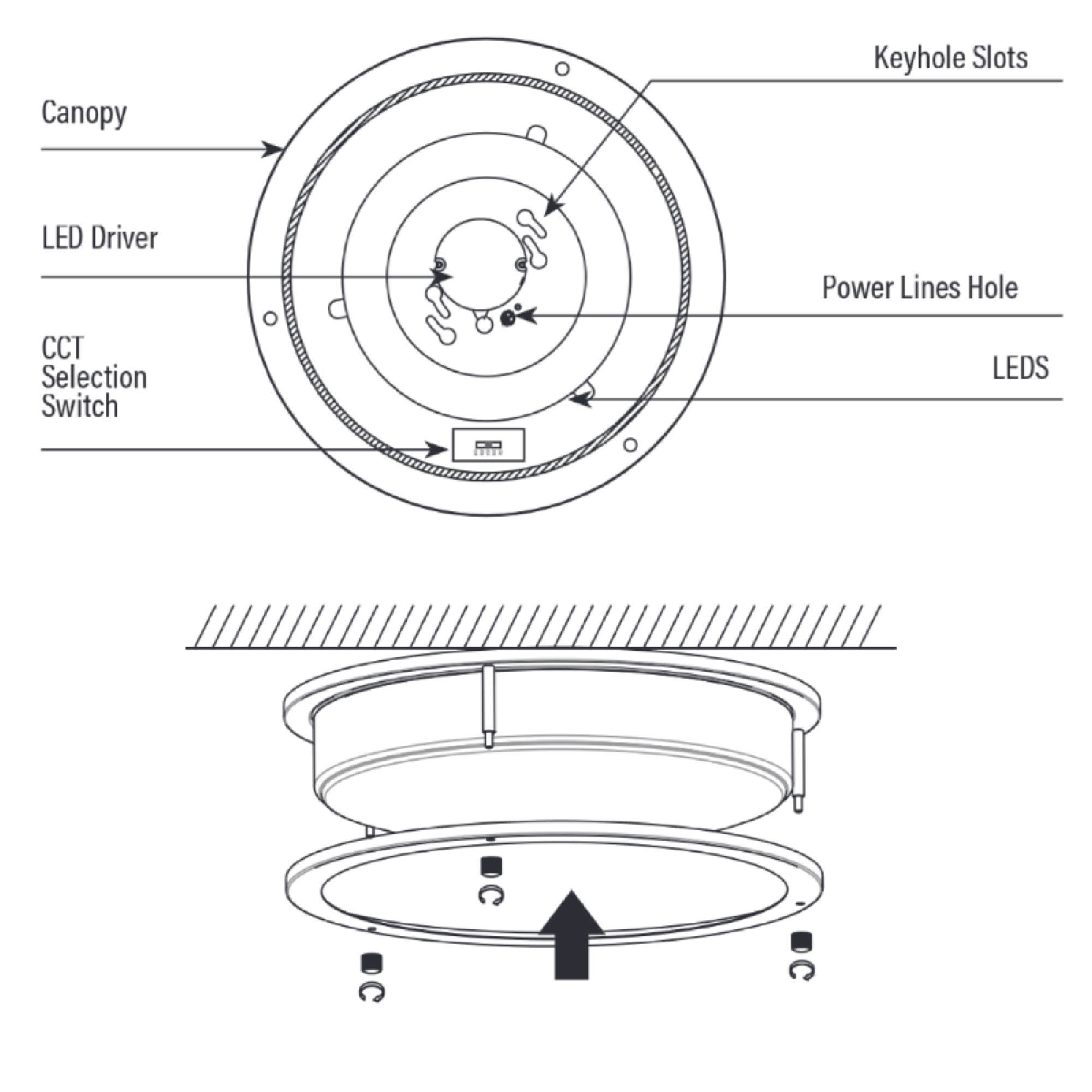 14 Inch Brushed Nickel Ceiling Light, Selectable CCT, 1400 Lumens