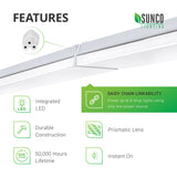 Features of the 5-inch Wraparound LED Shop Light with Prismatic Lens include: integrated LED that reduces your relamping, 50,000 lifetime hours to extend the life of your fixtures, durable construction, instant on light with no delay, and a prismatic lens to diffuse the light generated. Also, this shop light features daisy chain linkability. You can power up to 8 shop lights using only one power source.