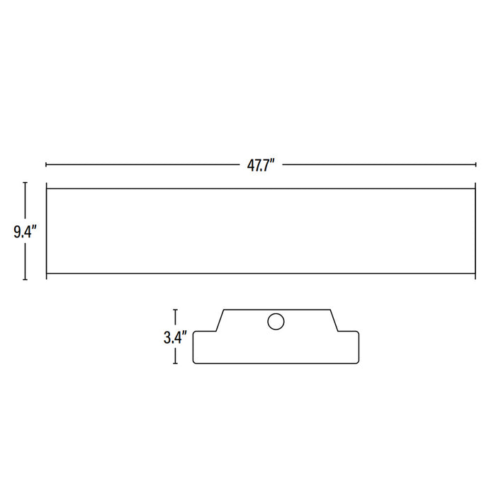 LED Shop Light, Wraparound, Prismatic Lens, 9.4 Inch, Selectable Wattage & CCT, 5320 Lumens, dimensions