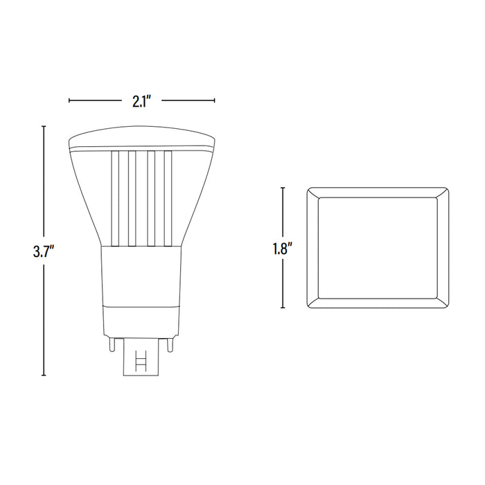 LED PL Retrofit Lamp, G24q 4 Pin/V, 950 Lumens, Vertical