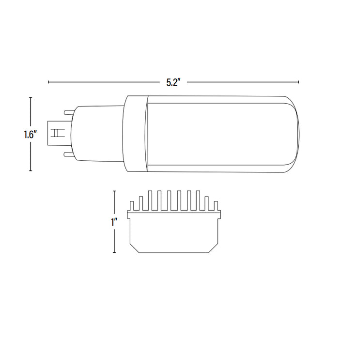 LED PL Retrofit Lamp, G24q 4 Pin/H, 950 Lumens, Horizontal