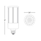LED Corn Bulb, 22W, 2860 Lumens, dimensions