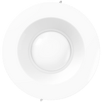 Front view of white smooth retrofit recessed light with clean round trim and softly diffused lens.