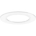 The Sunco Lighting Goof Ring hides ceiling holes that were cut too big and messy ceiling trim around your recessed lights, ceiling fixtures, and ceiling fans. It also fits on a pendant light canopy. It is simple to install. Just slip it between the light (or fan or canopy) and the ceiling. The trim overlay can then hide unsightly gaps in your ceiling. With a matte finish and a thin profile, this goof ring fits 4-inch recessed lighting or ceiling fans. Image shows Goof Ring seen from below.