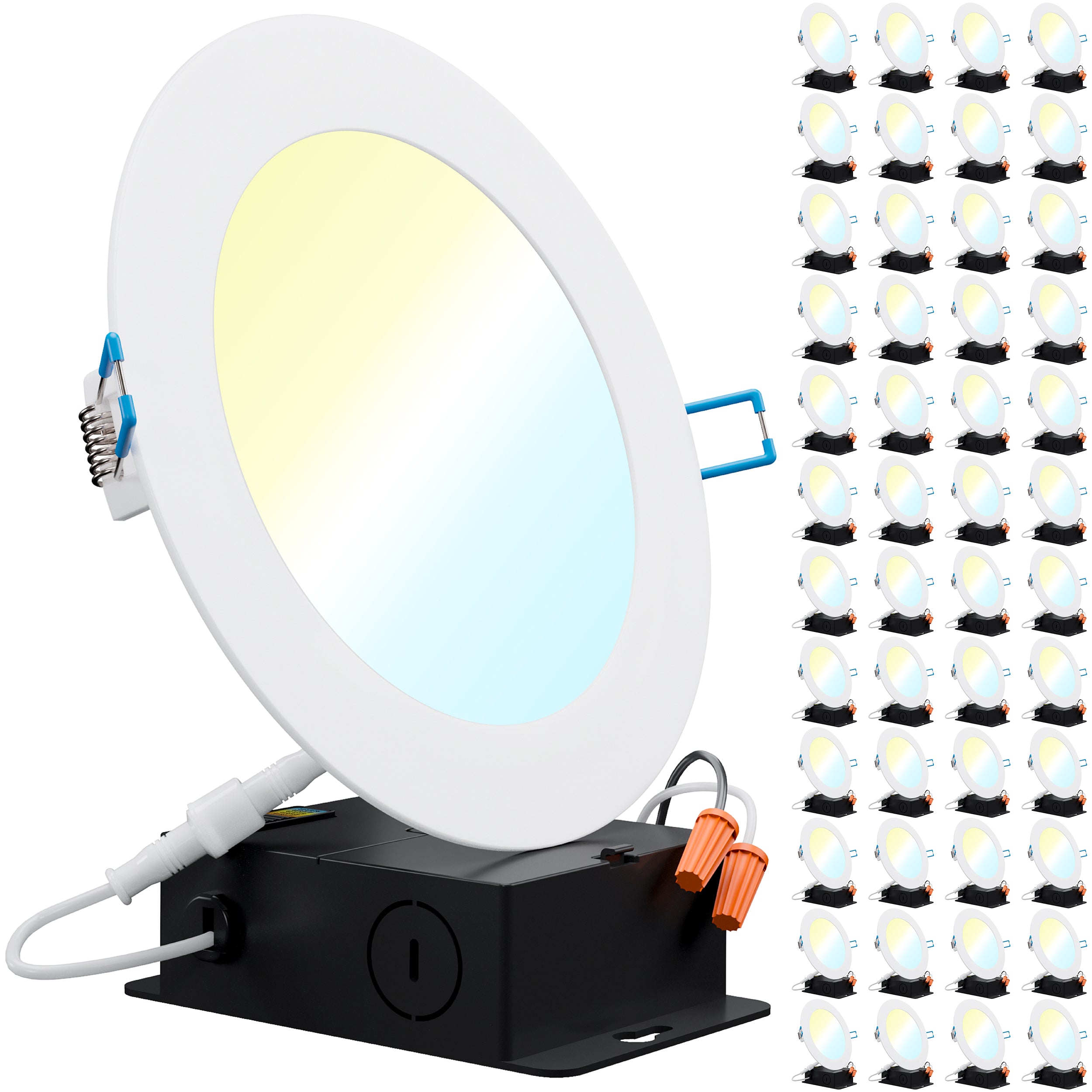 Recessed LED Lighting, 6 Inch, Slim, Selectable CCT, 1200 Lumens